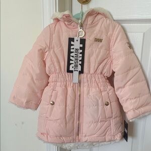 DKNY Pink Reversible Puffer Jacket